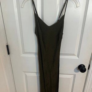 Nation Olive Green Leopard Print Midi Dress Size Small